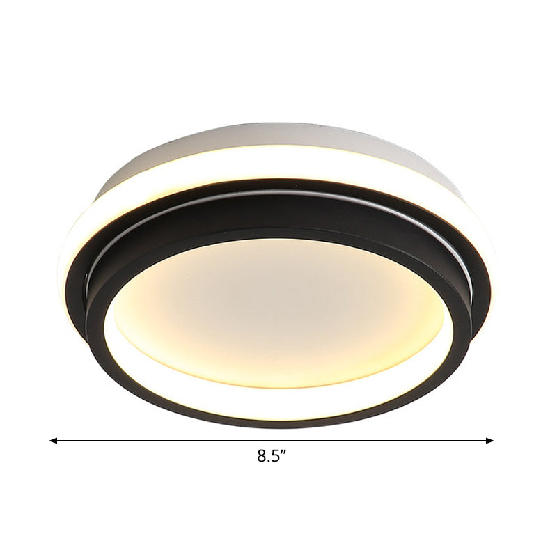 Minimalist LED Ceiling Mount Lamp Iron Black and White Square/Round Small Flush Light in Warm/White Light with Recessed Diffuser - Clearhalo - 'Ceiling Lights' - 'Close To Ceiling Lights' - 'Close to ceiling' - 'Flush mount' - Lighting' - 1458905