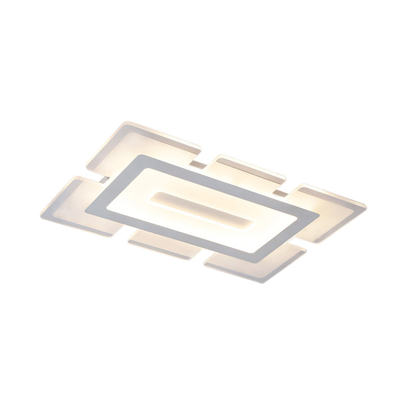 Acrylic Ultrathin Rectangle Ceiling Lamp Modern White 23.5"/35.5" Long LED Flush Mount in Warm/White Light with Cutout Design Clearhalo 'Ceiling Lights' 'Close To Ceiling Lights' 'Close to ceiling' 'Flush mount' Lighting' 1458918