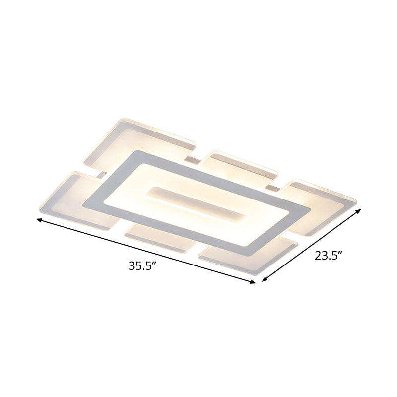 Acrylic Ultrathin Rectangle Ceiling Lamp Modern White 23.5"/35.5" Long LED Flush Mount in Warm/White Light with Cutout Design Clearhalo 'Ceiling Lights' 'Close To Ceiling Lights' 'Close to ceiling' 'Flush mount' Lighting' 1458921