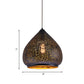 Teardrop Hollowed Out Iron Hanging Lamp Retro 1 Bulb Dining Table Pendant Light Fixture in Black, 8"/12" Width Clearhalo 'Ceiling Lights' 'Pendant Lights' 'Pendants' Lighting' 1458985