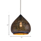 Teardrop Hollowed Out Iron Hanging Lamp Retro 1 Bulb Dining Table Pendant Light Fixture in Black, 8"/12" Width Clearhalo 'Ceiling Lights' 'Pendant Lights' 'Pendants' Lighting' 1458986