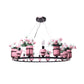 6/8 Lights Ceramic Hanging Chandelier Industrial Pink/Blue Circular Pendant Ceiling Light with Potted Plant Design Clearhalo 'Cast Iron' 'Ceiling Lights' 'Chandeliers' 'Industrial Chandeliers' 'Industrial' 'Metal' 'Middle Century Chandeliers' 'Rustic Chandeliers' 'Tiffany' Lighting' 1459103