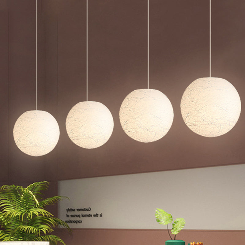 Spherical Ceiling Pendant Lamp Simple Acrylic Single Bistro Pendulum Light in White with Textured Surface, 8/12 Inch Dia Clearhalo 'Ceiling Lights' 'Modern Pendants' 'Modern' 'Pendant Lights' 'Pendants' Lighting' 1459137