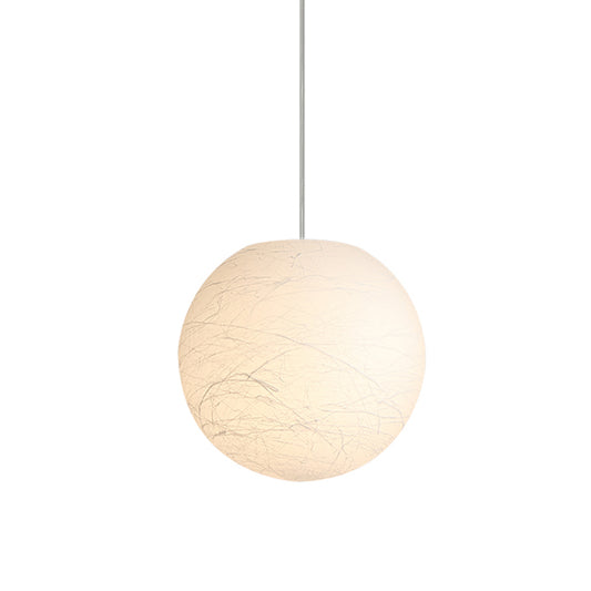 Spherical Ceiling Pendant Lamp Simple Acrylic Single Bistro Pendulum Light in White with Textured Surface, 8/12 Inch Dia Clearhalo 'Ceiling Lights' 'Modern Pendants' 'Modern' 'Pendant Lights' 'Pendants' Lighting' 1459139