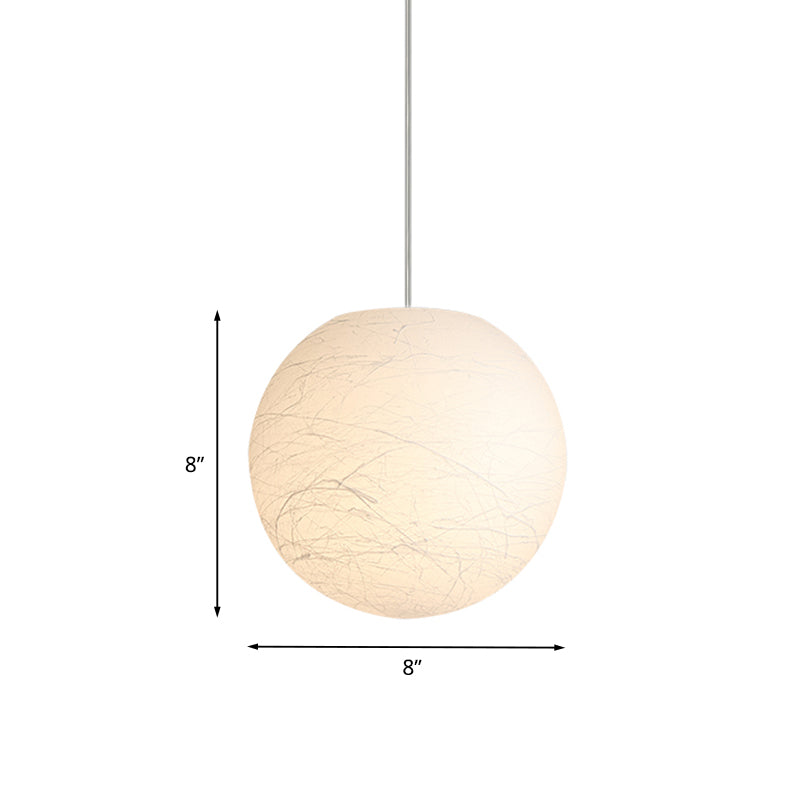 Spherical Ceiling Pendant Lamp Simple Acrylic Single Bistro Pendulum Light in White with Textured Surface, 8/12 Inch Dia Clearhalo 'Ceiling Lights' 'Modern Pendants' 'Modern' 'Pendant Lights' 'Pendants' Lighting' 1459140