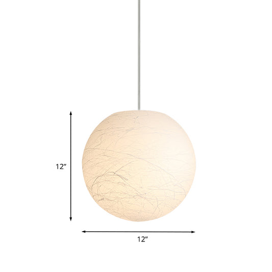 Spherical Ceiling Pendant Lamp Simple Acrylic Single Bistro Pendulum Light in White with Textured Surface, 8/12 Inch Dia Clearhalo 'Ceiling Lights' 'Modern Pendants' 'Modern' 'Pendant Lights' 'Pendants' Lighting' 1459141