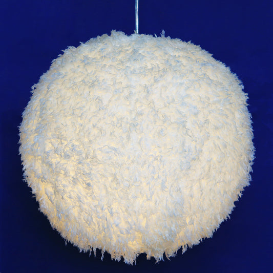 White Plush Globe Hanging Lamp Modern Vogue 1 Head Fabric Suspension Lighting for Bedroom, 8"/12" Dia Clearhalo 'Ceiling Lights' 'Modern Pendants' 'Modern' 'Pendant Lights' 'Pendants' Lighting' 1459145