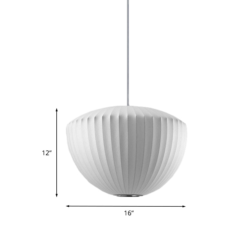 Ribbed Bowl Rayon Pendant Lighting Minimalist 1-Light White Ceiling Hanging Light for Lounge Clearhalo 'Ceiling Lights' 'Modern Pendants' 'Modern' 'Pendant Lights' 'Pendants' Lighting' 1459152