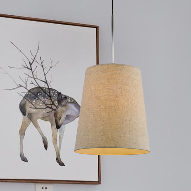 Minimalist 1-Light Drop Pendant Flaxen Tapering Pendulum Light with Fabric Lamp Shade Flaxen Clearhalo 'Ceiling Lights' 'Modern Pendants' 'Modern' 'Pendant Lights' 'Pendants' Lighting' 1459162