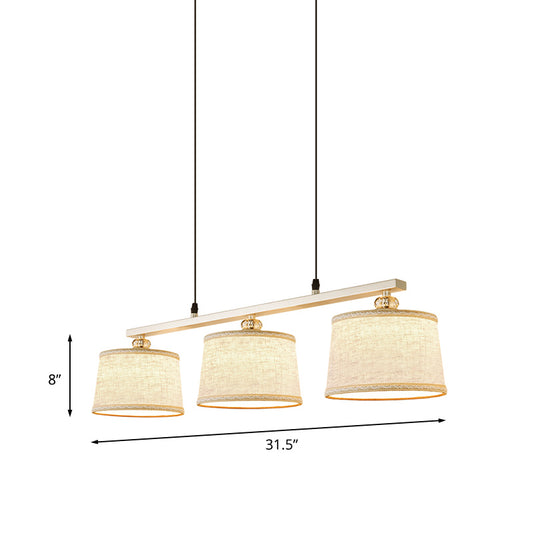 Contemporary Circle Pendant Light Fabric 3 Bulbs Open Kitchen Island Lighting in Flaxen with Woven Edge Clearhalo 'Ceiling Lights' 'Island Lights' Lighting' 1459305