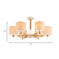 6 Heads Living Room Semi Flush Chandelier Nordic Wooden Ceiling Mount Light with Cylinder Fabric Shade Clearhalo 'Ceiling Lights' 'Close To Ceiling Lights' 'Close to ceiling' 'Semi-flushmount' Lighting' 1459324