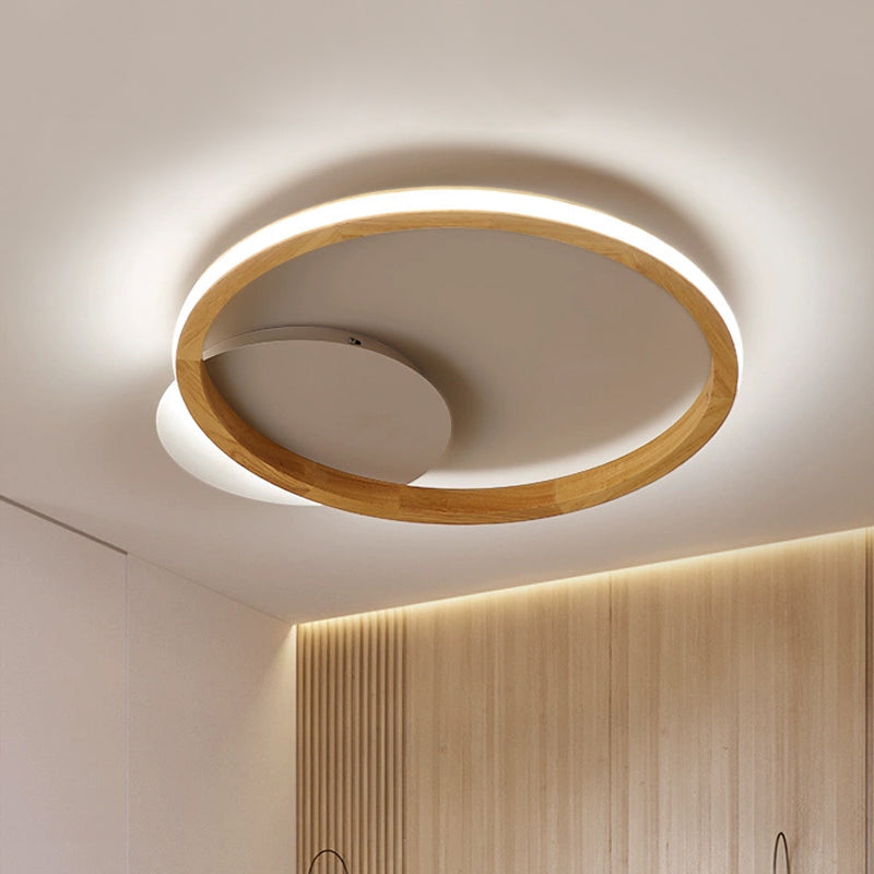 Simplicity Loop Wood Flush Light 13"/17" Dia LED Ceiling Mount Fixture with Out Glow Design Clearhalo 'Ceiling Lights' 'Close To Ceiling Lights' 'Close to ceiling' 'Flush mount' Lighting' 1459404
