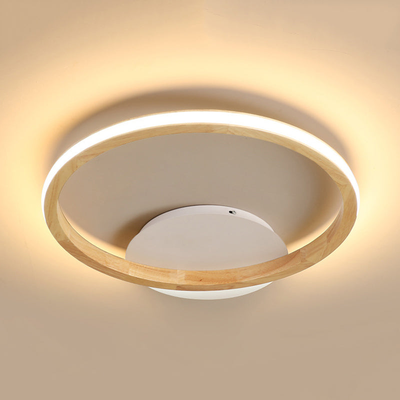 Simplicity Loop Wood Flush Light 13"/17" Dia LED Ceiling Mount Fixture with Out Glow Design Clearhalo 'Ceiling Lights' 'Close To Ceiling Lights' 'Close to ceiling' 'Flush mount' Lighting' 1459406