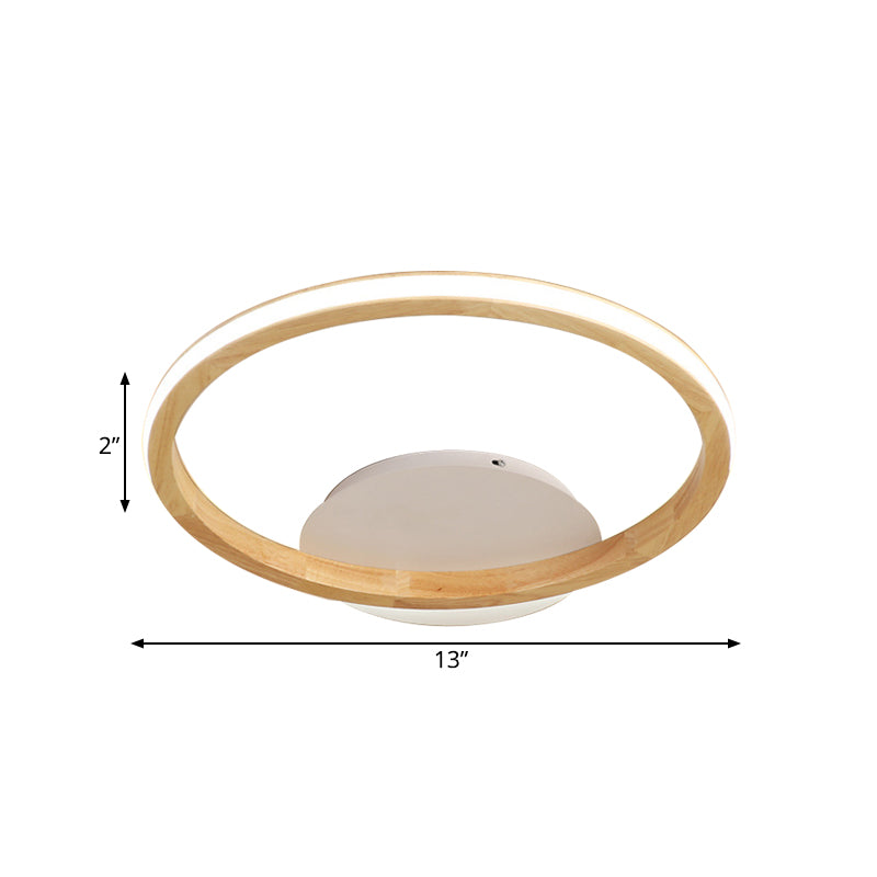 Simplicity Loop Wood Flush Light 13"/17" Dia LED Ceiling Mount Fixture with Out Glow Design Clearhalo 'Ceiling Lights' 'Close To Ceiling Lights' 'Close to ceiling' 'Flush mount' Lighting' 1459407