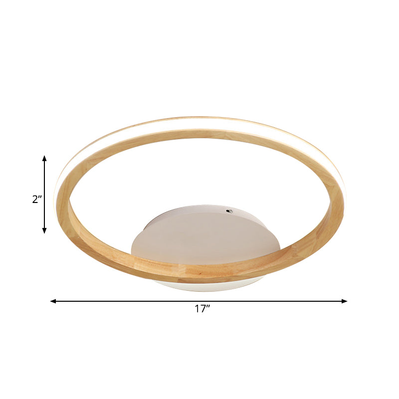 Simplicity Loop Wood Flush Light 13"/17" Dia LED Ceiling Mount Fixture with Out Glow Design Clearhalo 'Ceiling Lights' 'Close To Ceiling Lights' 'Close to ceiling' 'Flush mount' Lighting' 1459408