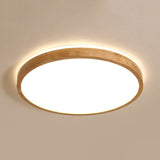 Nordic LED Flush Mount Recessed Lighting Wood Circle Ceiling Lamp with Acrylic Shade in Warm/White Light, 12"/16" Width
