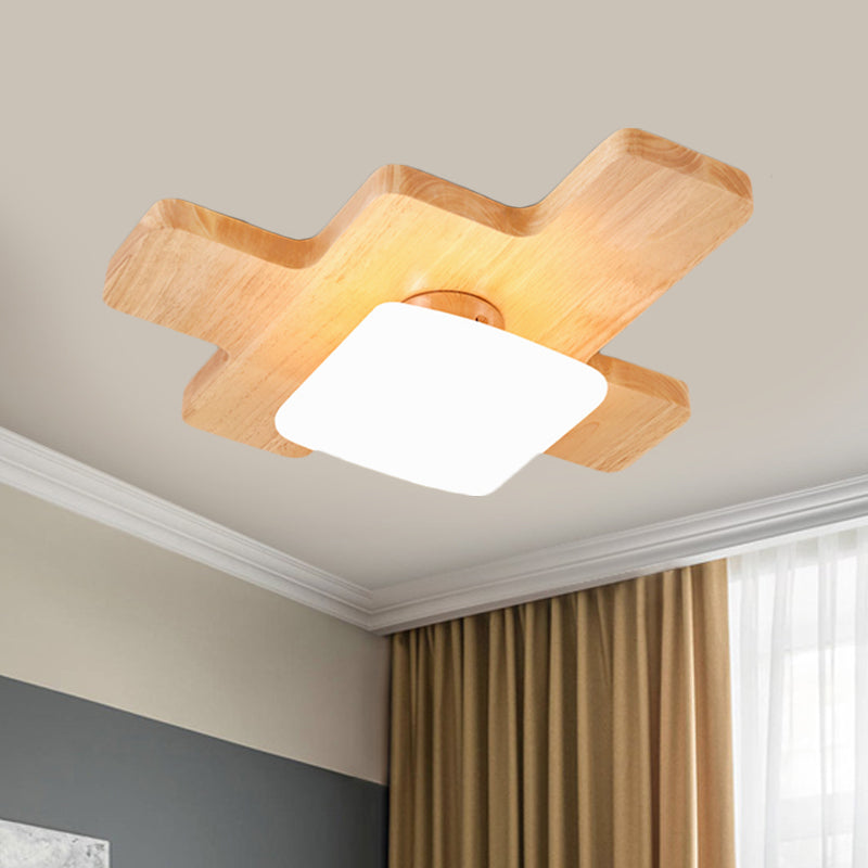 Jigsaw Puzzle Ceiling Flush Mount Nordic Creative Wood Family Room LED Flush Light with Acrylic Shade - Clearhalo - 'Ceiling Lights' - 'Close To Ceiling Lights' - 'Close to ceiling' - 'Flush mount' - Lighting' - 1459454