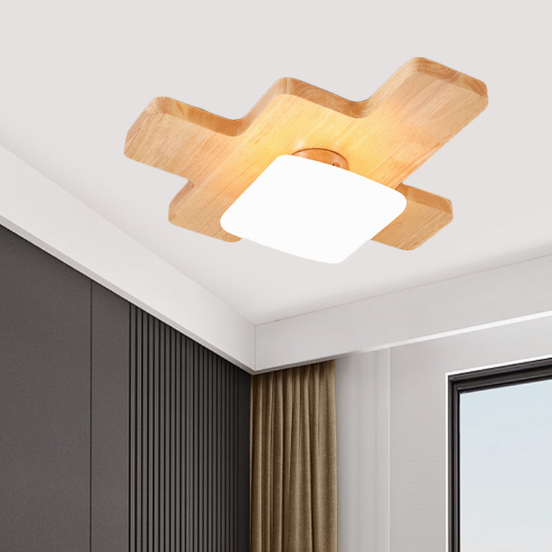 Jigsaw Puzzle Ceiling Flush Mount Nordic Creative Wood Family Room LED Flush Light with Acrylic Shade - Clearhalo - 'Ceiling Lights' - 'Close To Ceiling Lights' - 'Close to ceiling' - 'Flush mount' - Lighting' - 1459455