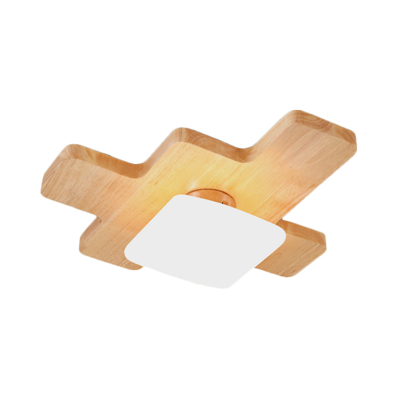 Jigsaw Puzzle Ceiling Flush Mount Nordic Creative Wood Family Room LED Flush Light with Acrylic Shade - Clearhalo - 'Ceiling Lights' - 'Close To Ceiling Lights' - 'Close to ceiling' - 'Flush mount' - Lighting' - 1459456