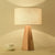 Prismatic Wooden Table Lamp Modernist 1 Light Beige Night Light with White Fabric Lamp Shade White Clearhalo 'Lamps' 'Table Lamps' Lighting' 1459523