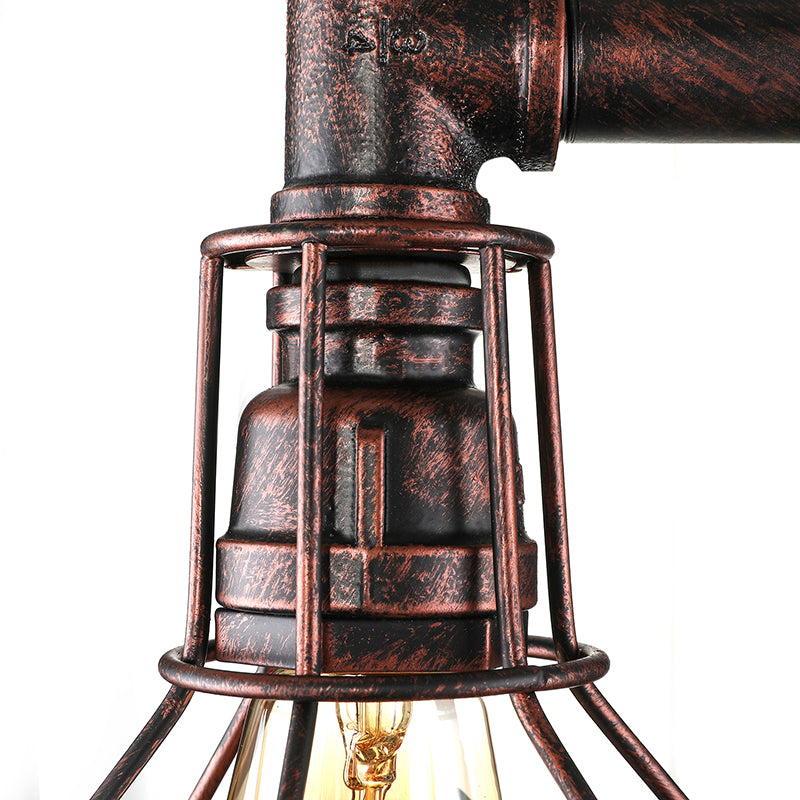 Globe Caged Corridor Wall Light Sconce with Valve Deco Vintage Metal 1 Light Black/Bronze Wall Lamp Clearhalo 'Art deco wall lights' 'Cast Iron' 'Glass' 'Industrial wall lights' 'Industrial' 'Middle century wall lights' 'Modern' 'Rustic wall lights' 'Tiffany' 'Traditional wall lights' 'Wall Lamps & Sconces' 'Wall Lights' Lighting' 145962