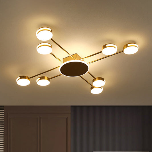 2 Tiers Molecule Iron Flush Mount Light Modern Novelty 8 Lights Black/Gold Ceiling Mount Chandelier in Warm/White/Natural Light Clearhalo 'Ceiling Lights' 'Close To Ceiling Lights' 'Close to ceiling' 'Flush mount' Lighting' 1459661