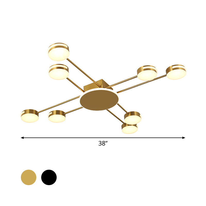 2 Tiers Molecule Iron Flush Mount Light Modern Novelty 8 Lights Black/Gold Ceiling Mount Chandelier in Warm/White/Natural Light Clearhalo 'Ceiling Lights' 'Close To Ceiling Lights' 'Close to ceiling' 'Flush mount' Lighting' 1459665