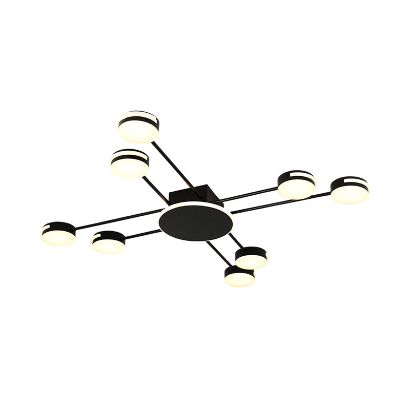 2 Tiers Molecule Iron Flush Mount Light Modern Novelty 8 Lights Black/Gold Ceiling Mount Chandelier in Warm/White/Natural Light Clearhalo 'Ceiling Lights' 'Close To Ceiling Lights' 'Close to ceiling' 'Flush mount' Lighting' 1459668