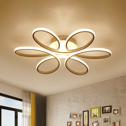 White Blossom Flush-Mount Light Fixture Modern Acrylic 23/29 Inches Wide LED Ceiling Lamp in Warm/White Light for Living Room Clearhalo 'Ceiling Lights' 'Close To Ceiling Lights' 'Close to ceiling' 'Flush mount' Lighting' 1459670