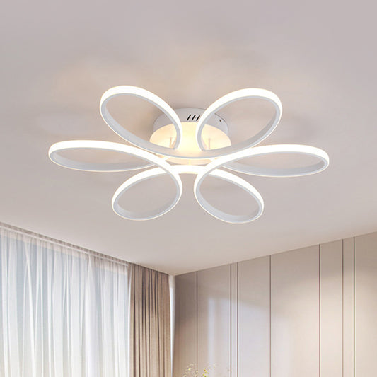 White Blossom Flush-Mount Light Fixture Modern Acrylic 23/29 Inches Wide LED Ceiling Lamp in Warm/White Light for Living Room Clearhalo 'Ceiling Lights' 'Close To Ceiling Lights' 'Close to ceiling' 'Flush mount' Lighting' 1459672