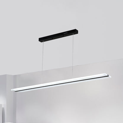 Acrylic Linear Hanging Pendant Minimalism Black LED Ceiling Suspension Lamp in Warm/White/Natural Light Black Clearhalo 'Ceiling Lights' 'Modern Pendants' 'Modern' 'Pendant Lights' 'Pendants' Lighting' 1459682