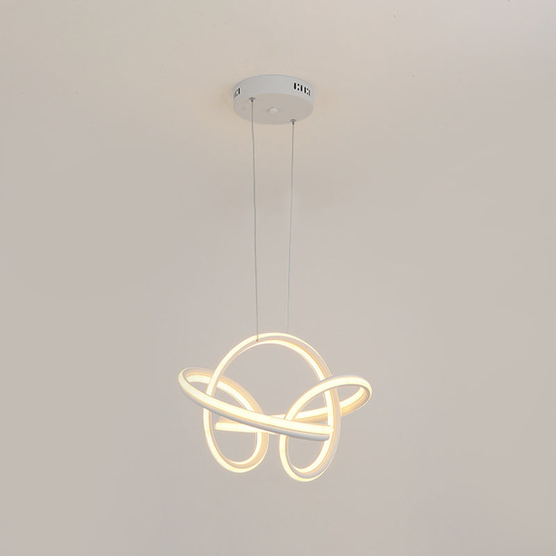 Modern Cycle Acrylic Drop Lamp Integrated LED Chandelier Light Fixture in White/Coffee over Table Clearhalo 'Ceiling Lights' 'Chandeliers' 'Modern Chandeliers' 'Modern' Lighting' 1459694