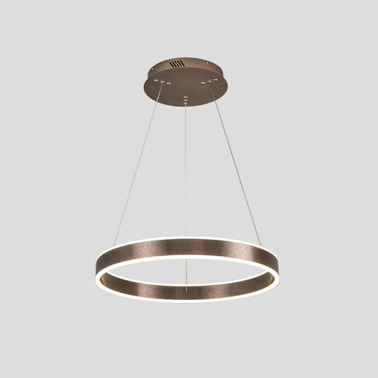 Modern Elegant LED Chandelier Acrylic Coffee 1/2/3-Tier Loop Pendant Lighting with Height Adjustable Design, Warm/White Light Clearhalo 'Ceiling Lights' 'Chandeliers' 'Modern Chandeliers' 'Modern' Lighting' 1459713
