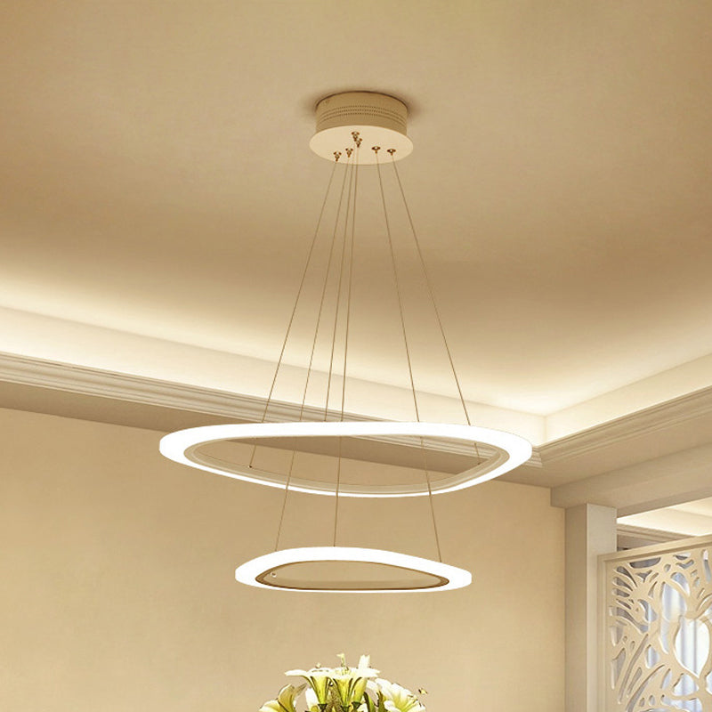 2/3-Tier Triangular Lounge Chandelier Acrylic Minimalism LED Hanging Pendant Light in Warm/White Light Clearhalo 'Ceiling Lights' 'Chandeliers' 'Modern Chandeliers' 'Modern' Lighting' 1459725