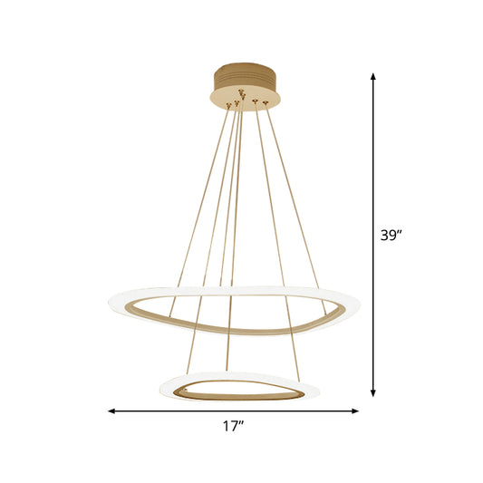 2/3-Tier Triangular Lounge Chandelier Acrylic Minimalism LED Hanging Pendant Light in Warm/White Light Clearhalo 'Ceiling Lights' 'Chandeliers' 'Modern Chandeliers' 'Modern' Lighting' 1459729