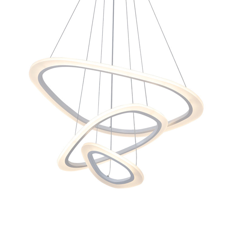 2/3-Tier Triangular Lounge Chandelier Acrylic Minimalism LED Hanging Pendant Light in Warm/White Light Clearhalo 'Ceiling Lights' 'Chandeliers' 'Modern Chandeliers' 'Modern' Lighting' 1459733