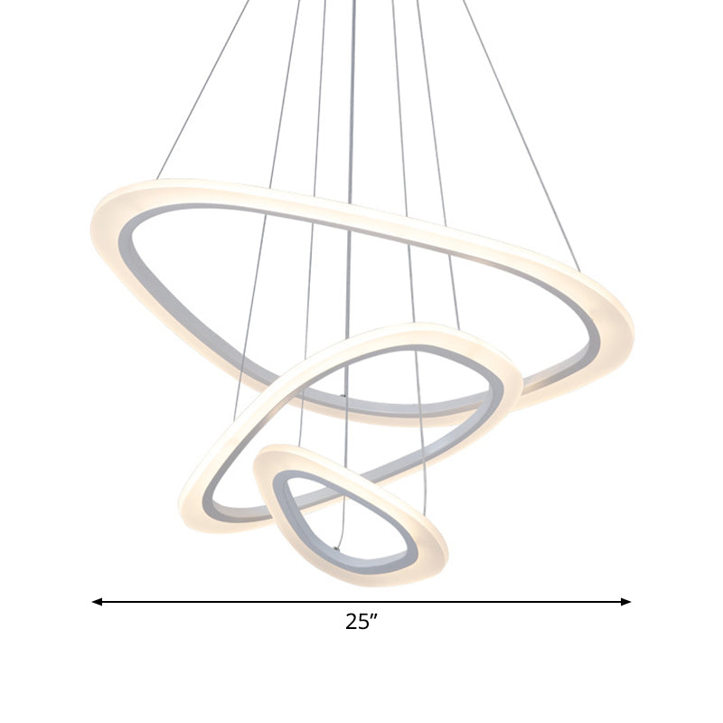 2/3-Tier Triangular Lounge Chandelier Acrylic Minimalism LED Hanging Pendant Light in Warm/White Light Clearhalo 'Ceiling Lights' 'Chandeliers' 'Modern Chandeliers' 'Modern' Lighting' 1459734
