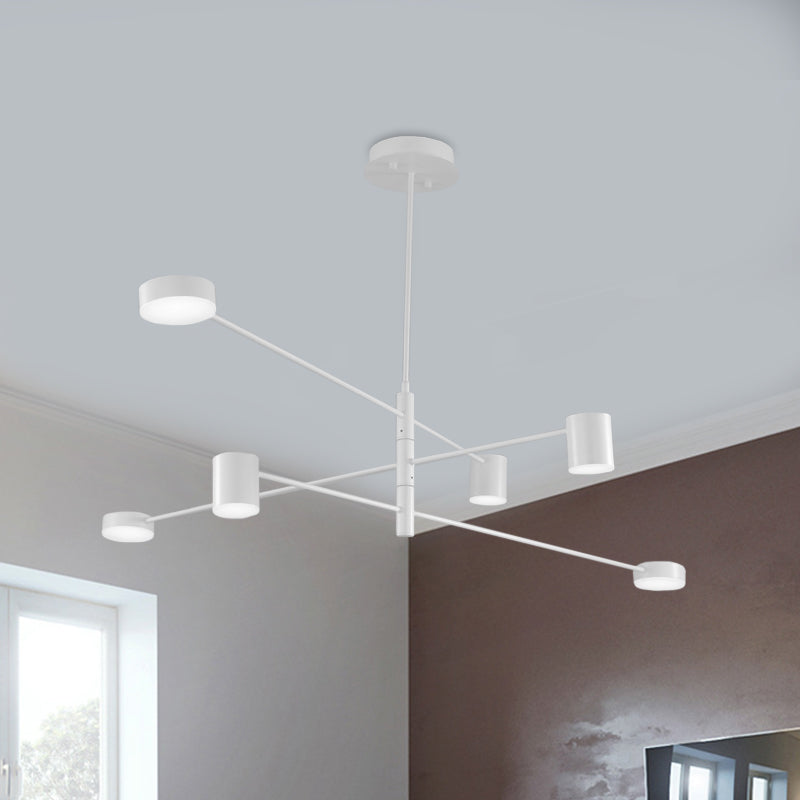 Black/White 3/4-Tier Straight Arm Pendant Modern Iron 6/8 Bulbs LED Chandelier Light in Warm/White Light with Rotatable Design, 23.5"/27" W Clearhalo 'Ceiling Lights' 'Chandeliers' 'Modern Chandeliers' 'Modern' Lighting' 1459745