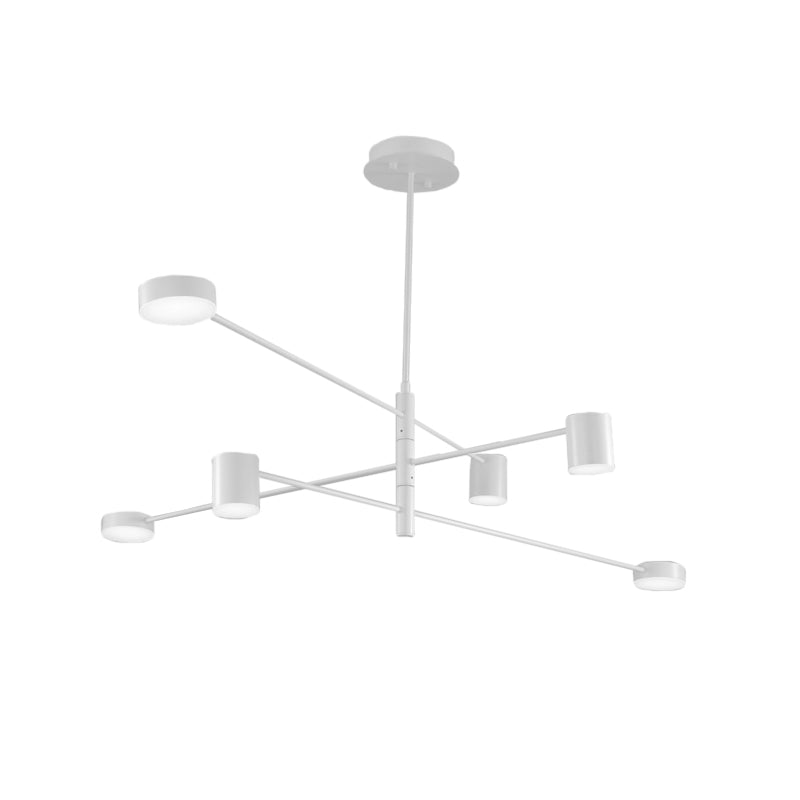 Black/White 3/4-Tier Straight Arm Pendant Modern Iron 6/8 Bulbs LED Chandelier Light in Warm/White Light with Rotatable Design, 23.5"/27" W Clearhalo 'Ceiling Lights' 'Chandeliers' 'Modern Chandeliers' 'Modern' Lighting' 1459747