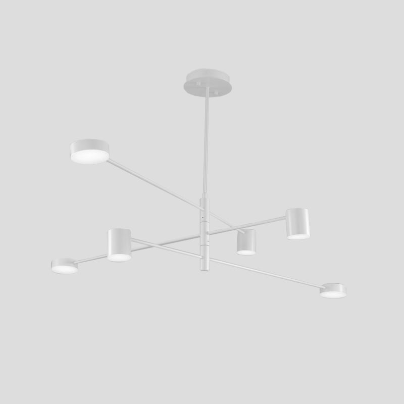 Black/White 3/4-Tier Straight Arm Pendant Modern Iron 6/8 Bulbs LED Chandelier Light in Warm/White Light with Rotatable Design, 23.5"/27" W Clearhalo 'Ceiling Lights' 'Chandeliers' 'Modern Chandeliers' 'Modern' Lighting' 1459748