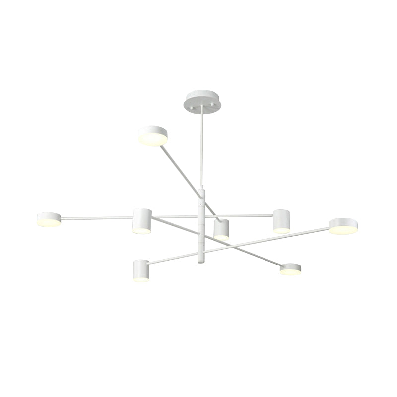 Black/White 3/4-Tier Straight Arm Pendant Modern Iron 6/8 Bulbs LED Chandelier Light in Warm/White Light with Rotatable Design, 23.5"/27" W Clearhalo 'Ceiling Lights' 'Chandeliers' 'Modern Chandeliers' 'Modern' Lighting' 1459751