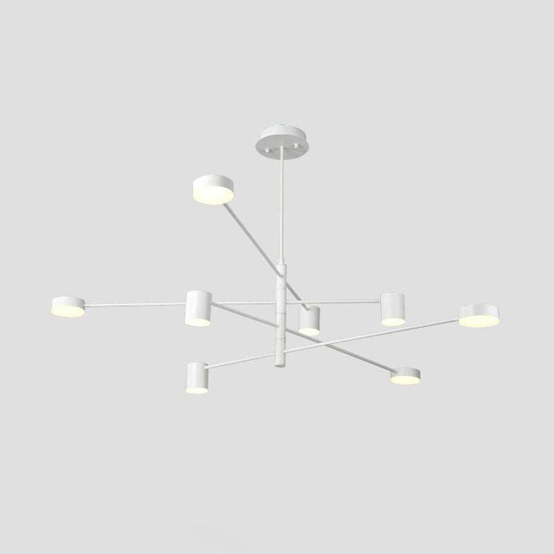 Black/White 3/4-Tier Straight Arm Pendant Modern Iron 6/8 Bulbs LED Chandelier Light in Warm/White Light with Rotatable Design, 23.5"/27" W Clearhalo 'Ceiling Lights' 'Chandeliers' 'Modern Chandeliers' 'Modern' Lighting' 1459752