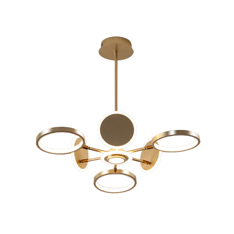 Adjustable Loop Metal Chandelier Lamp Contemporary Black/Gold 6 Bulbs LED Ceiling Pendant Light for Dining Room Clearhalo 'Ceiling Lights' 'Chandeliers' 'Modern Chandeliers' 'Modern' Lighting' 1459760