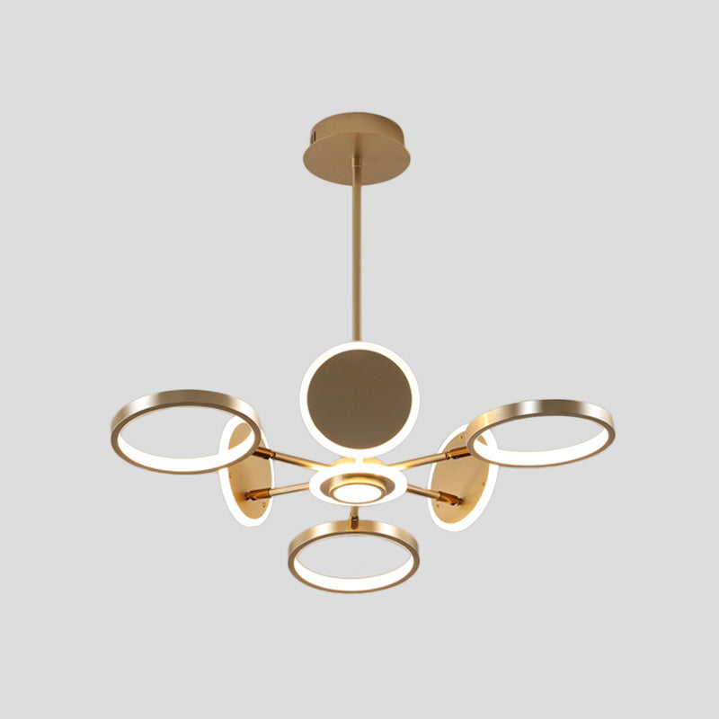 Adjustable Loop Metal Chandelier Lamp Contemporary Black/Gold 6 Bulbs LED Ceiling Pendant Light for Dining Room Clearhalo 'Ceiling Lights' 'Chandeliers' 'Modern Chandeliers' 'Modern' Lighting' 1459761