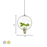 Factory Sphere Hanging Pendant 1 Head White Glass Ceiling Light in Black/Grey/Gold with Round/Oval Cage and Plant Cup Clearhalo 'Art Deco Pendants' 'Black' 'Cast Iron' 'Ceiling Lights' 'Ceramic' 'Crystal' 'Industrial Pendants' 'Industrial' 'Metal' 'Middle Century Pendants' 'Pendant Lights' 'Pendants' 'Rustic Pendants' 'Tiffany' Lighting' 1459838