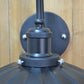 Gooseneck Metal Wall Sconce Light Industrial 9.5"/13" W 1 Light Corridor Wall Lamp with Scalloped Shade in Black Clearhalo 'Art deco wall lights' 'Cast Iron' 'Glass' 'Industrial wall lights' 'Industrial' 'Middle century wall lights' 'Modern' 'Rustic wall lights' 'Tiffany' 'Traditional wall lights' 'Wall Lamps & Sconces' 'Wall Lights' Lighting' 145998