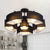 Black/White Curved Block Flushmount Contemporary 6 Heads Fabric Semi Mount Lighting for Living Room - Black - Clearhalo - 'Ceiling Lights' - 'Close To Ceiling Lights' - 'Close to ceiling' - 'Semi-flushmount' - Lighting' - 1459997