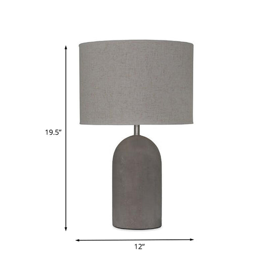 Half Capsule Cement Table Lighting Modern Single Grey Night Lamp with Drum Fabric Lampshade Clearhalo 'Lamps' 'Table Lamps' Lighting' 1460020