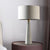 Grey Tapered Tall Table Lamp Nordic 1 Bulb Cement Night Lighting with Drum Shade for Sitting Room Grey Clearhalo 'Lamps' 'Table Lamps' Lighting' 1460021