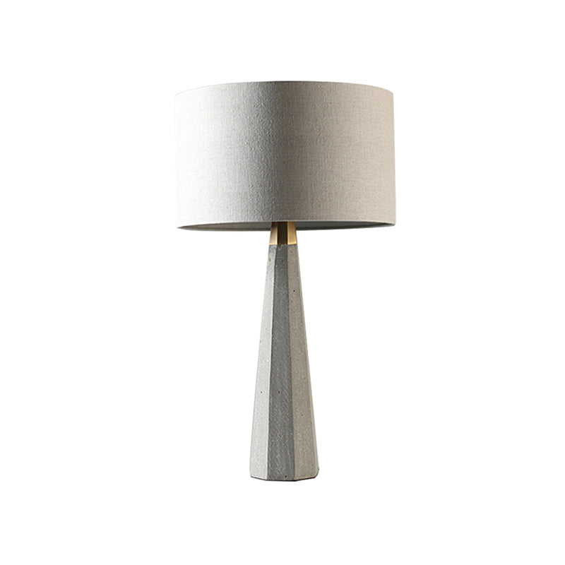 Grey Tapered Tall Table Lamp Nordic 1 Bulb Cement Night Lighting with Drum Shade for Sitting Room Clearhalo 'Lamps' 'Table Lamps' Lighting' 1460024
